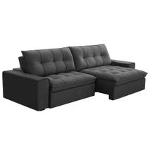Sofá Retrátil Reclinável 3 Lugares 250cm Argon F05 Veludo Grafite - Mpozenato Sofá Retrátil Reclinável 3 Lugares 250cm Argon F05 Veludo Grafite - Mpozenato