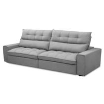 Sofá Retrátil Reclinável 3 Lugares 250cm Damy F05 Veludo Cinza - Mpozenato Sofá Retrátil Reclinável 3 Lugares 250cm Damy F05 Veludo Cinza - Mpozenato