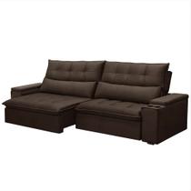 Sofá Retrátil Reclinável 3 Lugares 250cm Moritz F05 Veludo Marrom - Mpozenato Sofá Retrátil Reclinável 3 Lugares 250cm Moritz F05 Veludo Marrom - Mpozenato