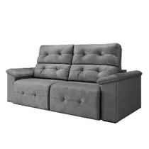 Sofá Retrátil Reclinável 3 Lugares Cinza