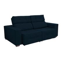 Sofá Retrátil Reclinável 3 Lugares Manoela Suede Azul Marinho 210 cm