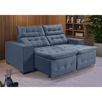Sofá Retrátil Reclinável 3 Lugares Pillow Veludo 1,90m Assento Macio Sala - Denin Veludo