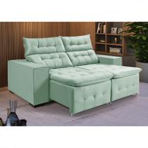 Sofá Retrátil Reclinável 3 Lugares Pillow Veludo 1,90m Espuma Premium Conforto Sala - Acqua Veludo