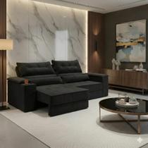 Sofá Retrátil Reclinável 3 Lugares Porta-copos Suede 2,10m Manhattan