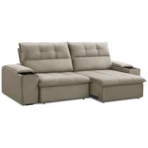 Sofá Retrátil Reclinável 3 Lugares Sala de Estar 205cm Merida F04 Veludo Marrom Claro - Lyam Decor Sofá Retrátil Reclinável 3 Lugares Sala de Estar 205cm Merida F04 Veludo Marrom Claro - Lyam Decor