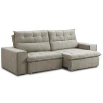 Sofá Retrátil Reclinável 3 Lugares Sala de Estar 220cm Neruda F04 Linho Bege Escuro - Lyam Decor Sofá Retrátil Reclinável 3 Lugares Sala de Estar 220cm Neruda F04 Linho Bege Escuro - Lyam Decor