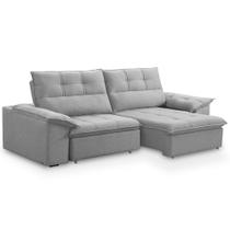 Sofá Retrátil Reclinável 3 Lugares Sala de Estar 225cm Camões F04 Linho Cinza - Lyam Decor Sofá Retrátil Reclinável 3 Lugares Sala de Estar 225cm Camões F04 Linho Cinza - Lyam Decor