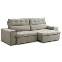 Sofá Retrátil Reclinável 3 Lugares Sala de Estar 240cm Neruda F04 Linho Bege Escuro - Lyam Decor