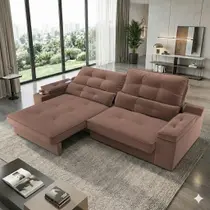 Sofá Retrátil Reclinável 3 Lugares USB Porta-Copos Suede 2,00m Santiago