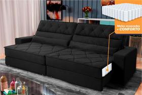 Sofá Retrátil Reclinável 3,00m Albany Suede Velut Preto Molas Ensacadas - King House