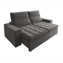 Sofá Retrátil Reclinável 3050 Bahamas 2.50m Veludo Cinza MamFlex Sofá Retrátil Reclinável 3050 Bahamas 2.50m Veludo Cinza MamFlex