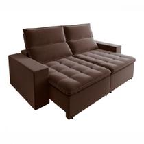 Sofá Retrátil Reclinável 3050 Bahamas 2.50m Veludo Marrom MamFlex