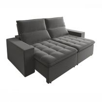 Sofá Retrátil Reclinável 3050 Bahamas Veludo Cinza Mamflex Cinza Sofá Retrátil Reclinável 3050 Bahamas Veludo Cinza Mamflex Cinza