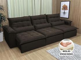 Sofá Retrátil Reclinável 3,20 m Marrom 320 Maricá