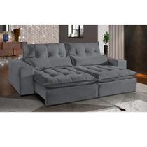 Sofá Retrátil Reclinável 4 lugares 2.50 London Estofados Cinza - Real Comfort Estofados