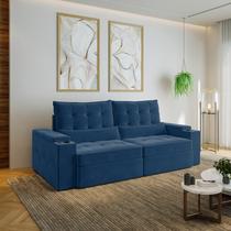 Sofá Retrátil Reclinável 4 Lugares 240cm Porta Copos e USB Embaúba Extra CabeCasa MadeiraOriginals