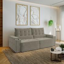 Sofá Retrátil Reclinável 4 Lugares 240cm Porta Copos e USB Embaúba Extra CabeCasa MadeiraOriginals