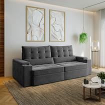 Sofá Retrátil Reclinável 4 Lugares 250cm Porta Copos e USB Embaúba Extra CabeCasa MadeiraOriginals Sofá Retrátil Reclinável 4 Lugares 250cm Porta Copos e USB Embaúba Extra CabeCasa MadeiraOriginals