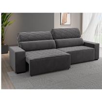 Sofá Retrátil Reclinável 4 Lugares 250cm Veludo Santiago Viero