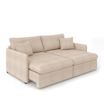 Sofá Retrátil Reclinável 4 Lugares 254cm Maili Bouclê Creme K01 - D'rossi