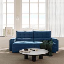 Sofá Retrátil Reclinável 4 Lugares 260cm Porta Copos e USB Embaúba Extra CabeCasa MadeiraOriginals Azul Diamante Sofá Retrátil Reclinável 4 Lugares 260cm Porta Copos e USB Embaúba Extra CabeCasa MadeiraOriginals Azul Diamante