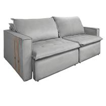 Sofá Retrátil Reclinável 4 Lugares 270 Cm México Veludo Cinza K01 - D'rossi Sofá Retrátil Reclinável 4 Lugares 270 Cm México Veludo Cinza K01 - D'rossi