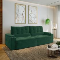 Sofá Retrátil Reclinável 4 Lugares 270cm Porta Copos e USB Embaúba Extra CabeCasa MadeiraOriginals Verde Diamante Sofá Retrátil Reclinável 4 Lugares 270cm Porta Copos e USB Embaúba Extra CabeCasa MadeiraOriginals Verde Diamante