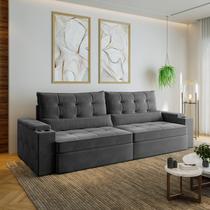 Sofá Retrátil Reclinável 4 Lugares 290cm Porta Copos e USB Embaúba Extra CabeCasa MadeiraOriginals