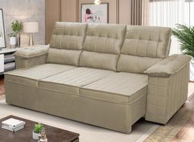 Sofá Retrátil Reclinável 4 lugares com molas 2,30m Quantum Suede Velut Bege - King House