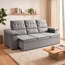 Sofá Retrátil Reclinável 4 lugares com molas 2,30m Quantum Suede Velut Cinza - King House Sofá Retrátil Reclinável 4 lugares com molas 2,30m Quantum Suede Velut Cinza - King House