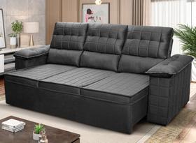 Sofá Retrátil Reclinável 4 lugares com molas 2,30m Quantum Suede Velut Cinza - King House Sofá Retrátil Reclinável 4 lugares com molas 2,30m Quantum Suede Velut Cinza - King House