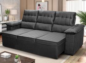 Sofá Retrátil Reclinável 4 lugares com molas 2,30m Quantum Suede Velut Cinza - King House