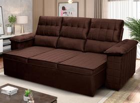 Sofá Retrátil Reclinável 4 lugares com molas 2,30m Quantum Suede Velut Marrom - King House