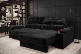 Sofá Retrátil Reclinável 4 Lugares Portacopos Molas Ensacadas Suede 2,30m Serena Sofá Retrátil Reclinável 4 Lugares Portacopos Molas Ensacadas Suede 2,30m Serena
