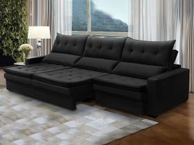 Sofá Retrátil Reclinável 6 Lugares 305 Cm Toronto Mola Bonnel Espuma D26 Veludo Preto - SóSofá Sofá Retrátil Reclinável 6 Lugares 305 Cm Toronto Mola Bonnel Espuma D26 Veludo Preto - SóSofá