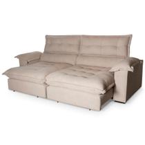 Sofá Retrátil Reclinável Aconchego 2,30m Bouclê Bege Sofá Retrátil Reclinável Aconchego 2,30m Bouclê Bege