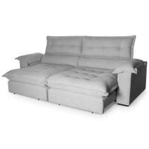 Sofá Retrátil Reclinável Aconchego 2,30m Bouclê Cinza Sofá Retrátil Reclinável Aconchego 2,30m Bouclê Cinza