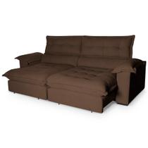 Sofá Retrátil Reclinável Aconchego 2,50m Bouclê Cafe Sofá Retrátil Reclinável Aconchego 2,50m Bouclê Cafe