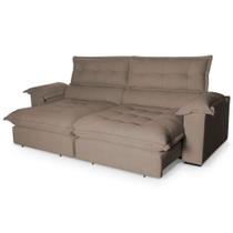 Sofá Retrátil Reclinável Aconchego 2,50m Bouclê Marrom Sofá Retrátil Reclinável Aconchego 2,50m Bouclê Marrom