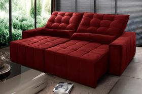 Sofá Retrátil Reclinável Alaska 2,30m Suede Velut Vermelho Molas no Assento - King House