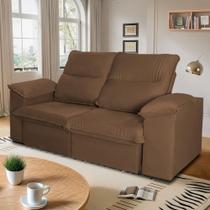 Sofá Retrátil Reclinável America 1,80m Suede Marrom