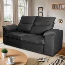Sofá Retrátil Reclinável America 2,00m Suede Preto