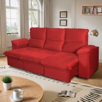 Sofá Retrátil Reclinável America 2,30m Suede Vermelho