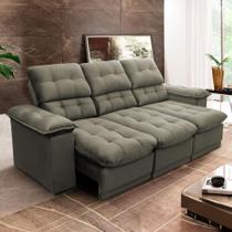 Sofá Retrátil Reclinável Atenas 2,30m Suede Velut Tabaco c/ Molas no Assento - King House