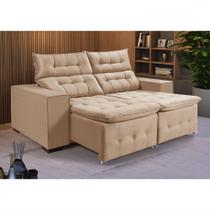 Sofá Retratil Reclinável Bari Pillow 1,90 Veludo Bege