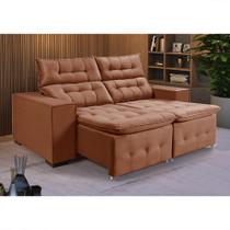 Sofá Retratil Reclinável Bari Pillow 1,90 Veludo Canela