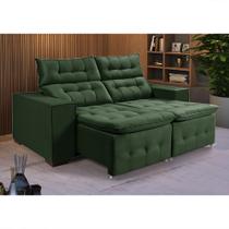 Sofá Retratil Reclinável Bari Pillow 1,90 Veludo Verde