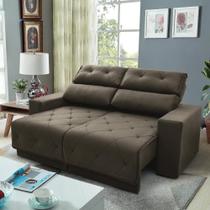 Sofá Retrátil/Reclinável Belga 1,80m Suede Velut Tabaco c/ Molas no Assento