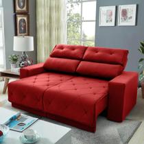 Sofá Retrátil/Reclinável Belga 1,80m Suede Velut Vermelho c/ Molas no Assento