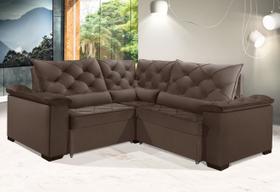 Sofá Retrátil Reclinável BERLIM DE CANTO 2.30 x 2.30 ESTILO ESTOFADOS - França Velusoft COR "MARROM" Sofá Retrátil Reclinável BERLIM DE CANTO 2.30 x 2.30 ESTILO ESTOFADOS - França Velusoft COR "MARROM"